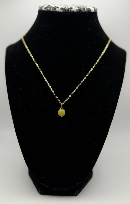 Gem Drop Necklace - Green Jade