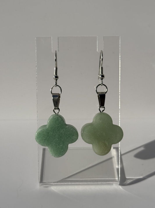 Green Aventurine Clover Earrings