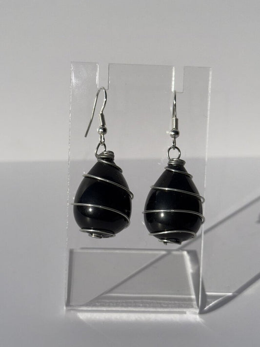 Black Obsidian Drop Earrings