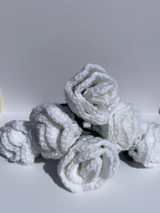 White Crochet Rose