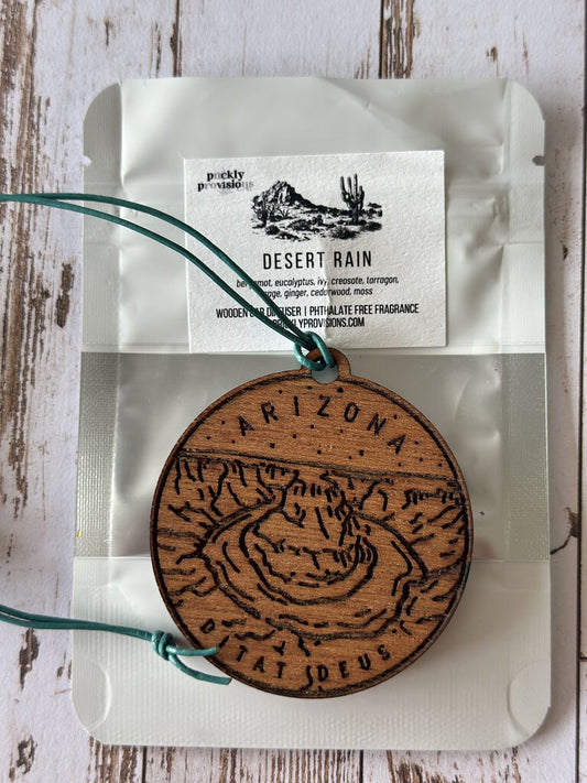 AZ State Seal Wooden Freshie - Desert Rain Fragrance