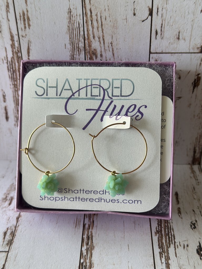 Glass Succulent Earrings w/ 14K Gold Fill Hoops